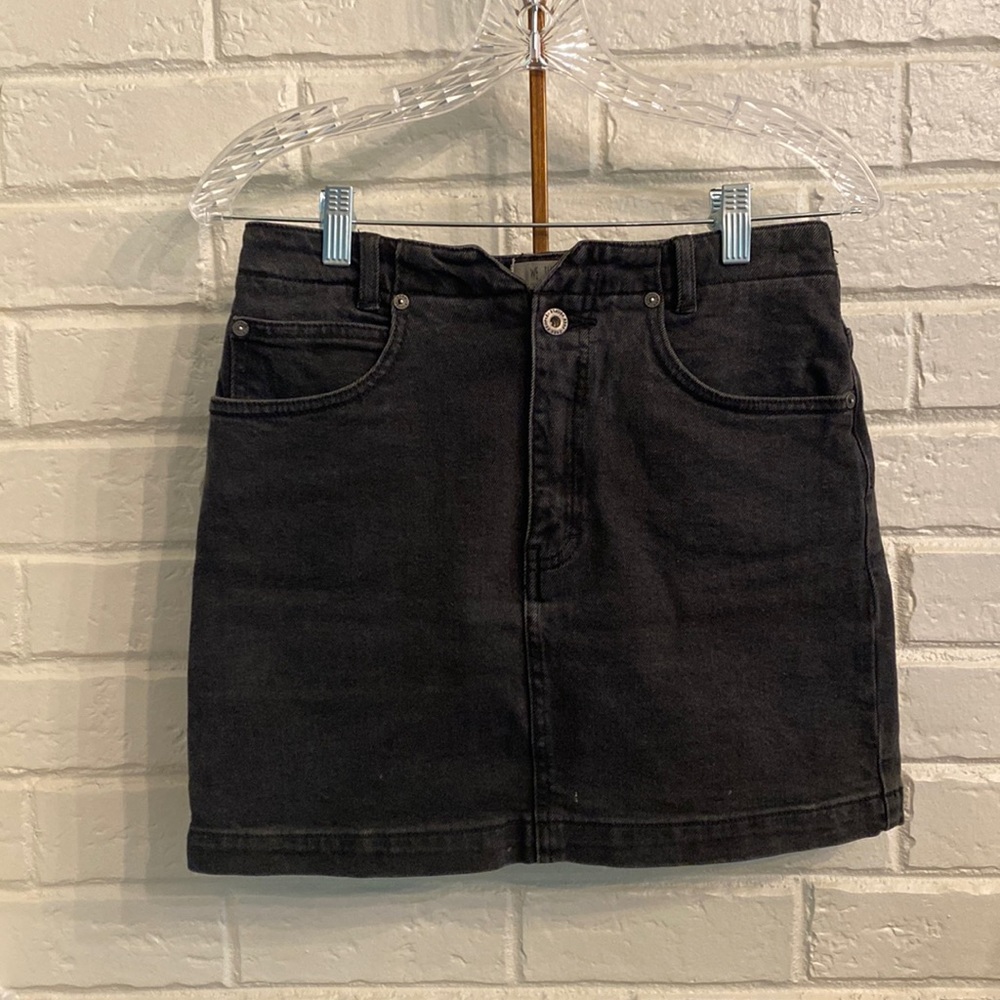 Free People Black V Jean Skirt
